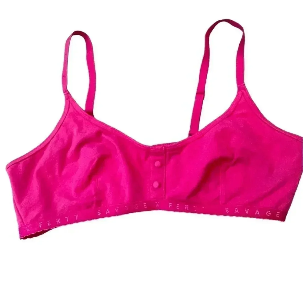 SAVAGE X FENTY COTTON JERSEY BRALETTE PINK SIZE SMALL